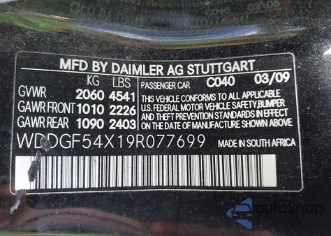 2009 Mercedes-Benz C 300 Luxury/Sport из США, поврежденный, VIN WDDGF54X19R077699